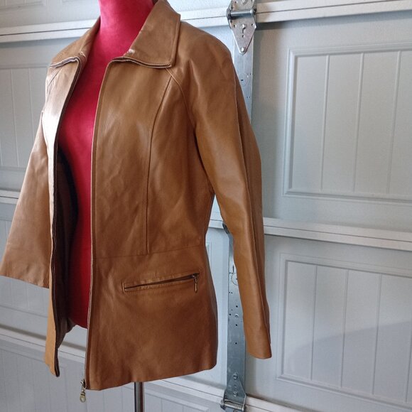 Phase Two Jackets & Blazers - Tan Faux-Leather Jacket (Women’s S) — Chic Transitional Layer